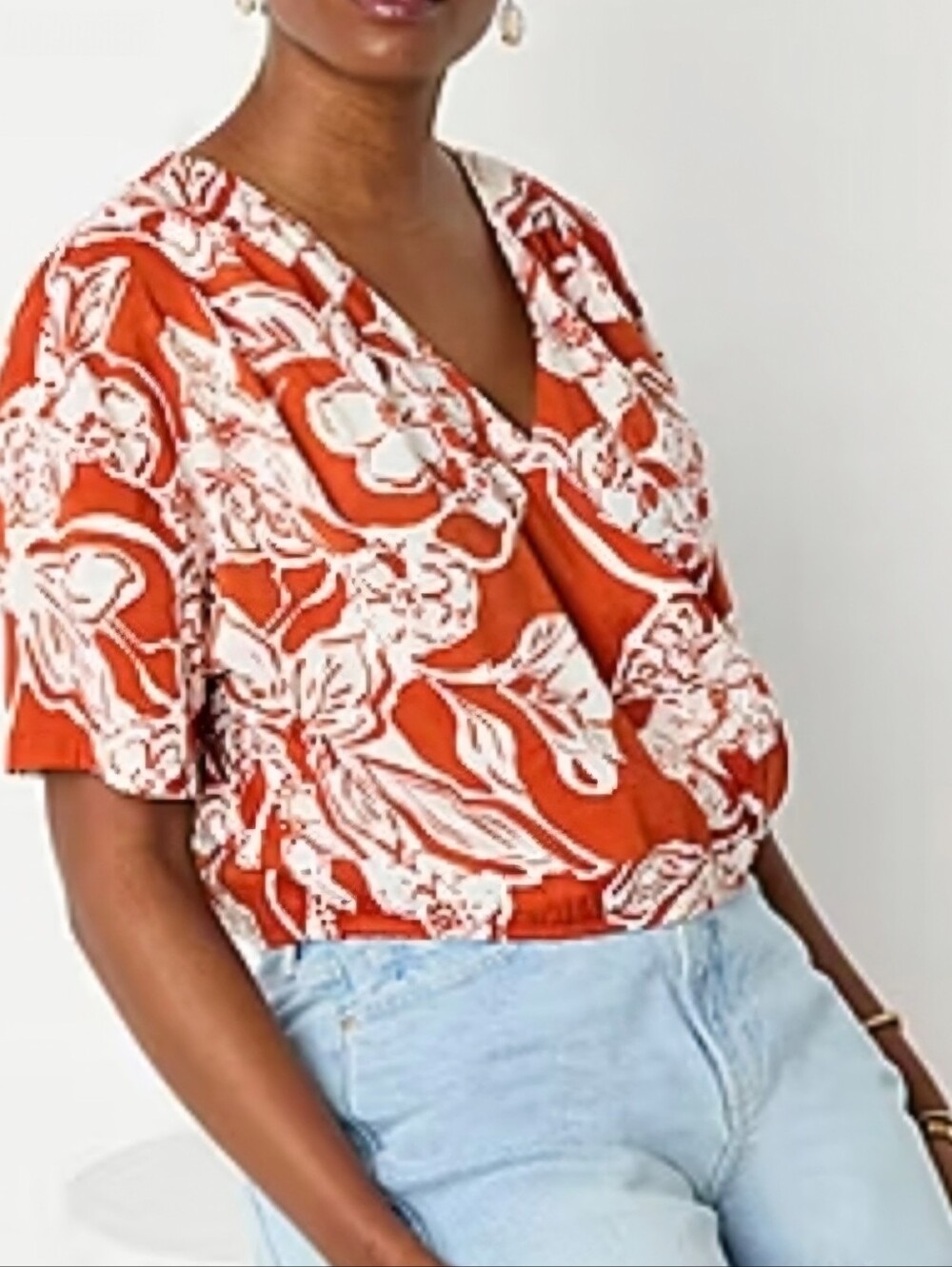 a.n.a Womens V Neck Short Sleeve Wrap Shirt - Picture 11 of 11
